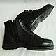 Men's Winter boots felted Black h 12, zipper lacing leather