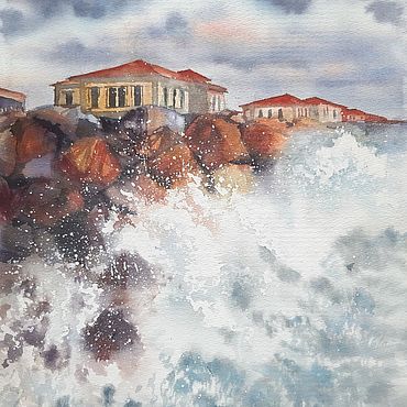 Картины и панно ручной работы. Ярмарка Мастеров - ручная работа Акварель "Marina di Pisa". Handmade.