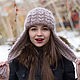 Милашка- вязаная шапка с ушками на подкладе, купить зимнюю шапку, Шапки, Норильск,  Фото №1