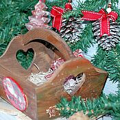 Сувениры и подарки handmade. Livemaster - original item A set of Christmas tree toys in a basket basket eco style. Handmade.