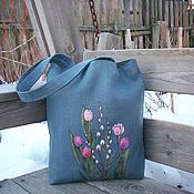 Сумки и аксессуары handmade. Livemaster - original item shopper: Linen bag with embroidery Spring!!. Handmade.