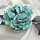 Decoration flowers from the skin .Brooch pin TURQUOISE ROSE. Brooches. Irina Vladi. My Livemaster. Фото №5
