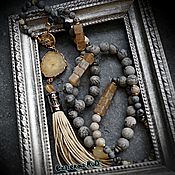 Украшения handmade. Livemaster - original item Necklace - Sautoire made of Boho stones with a brush 