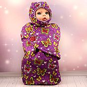 Куклы и игрушки handmade. Livemaster - original item A copy of the product is a walking sleeping bag with a hood for a doll. Handmade.
