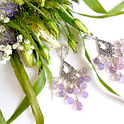 Sapphire (corundum), silver earrings-broach 