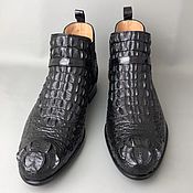 Обувь ручной работы handmade. Livemaster - original item Cossacks from the relief part of alligator skin, black color.. Handmade.