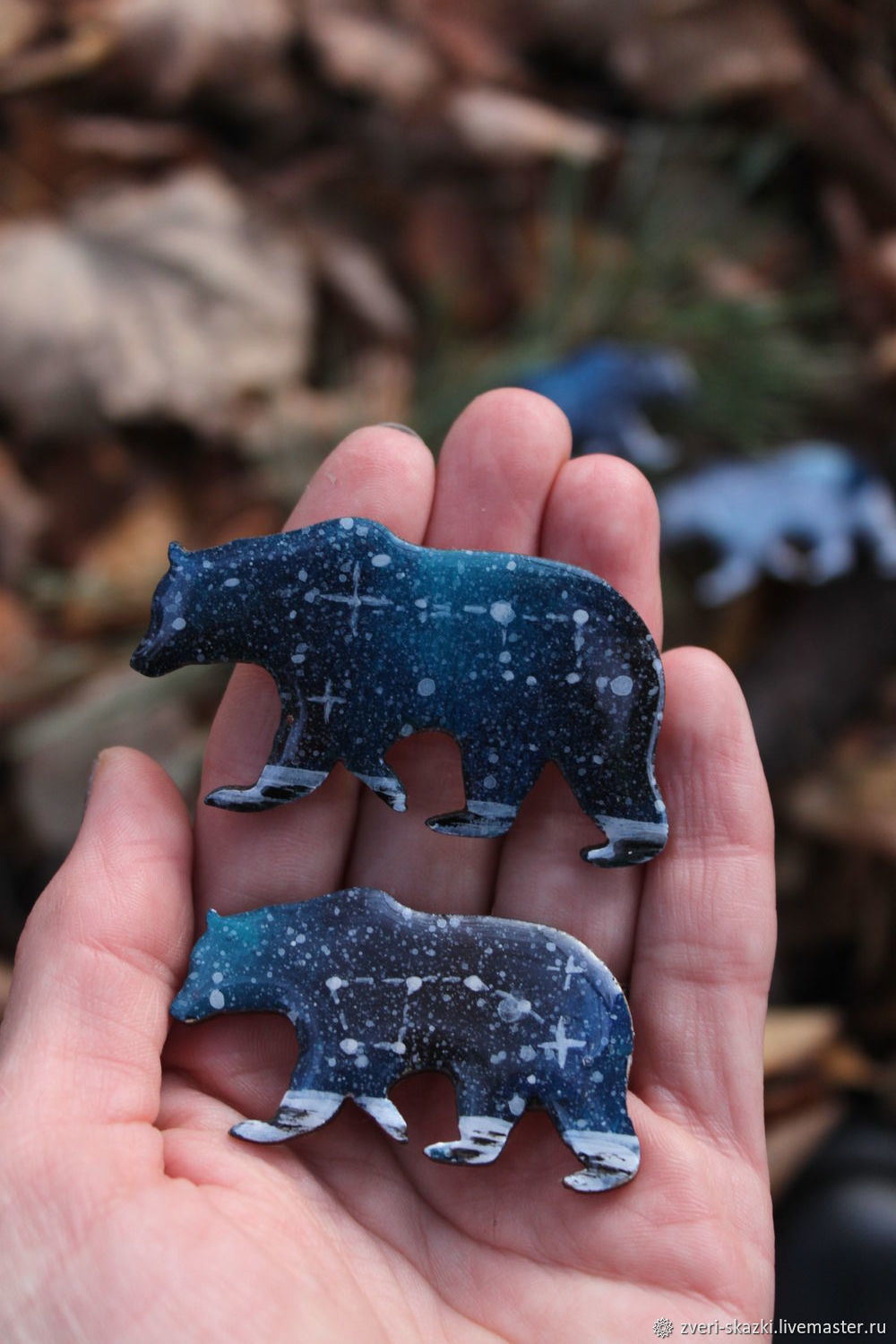 Парные деревянные броши "Большая и малая медведицы" Сайт