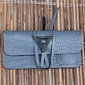Сумки и аксессуары handmade. Livemaster - original item Wallets: Tobacco pouch made Of leather grey Croco and Black. Handmade.