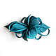 Automatic Hair Clip Leather Flower Turquoise Turquoise Blue. Hairpins. De-Si-Re. My Livemaster. Фото №5