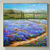 Картины и панно handmade. Livemaster - original item Summer landscape in blue tones with lavender Provence. Handmade.
