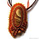 Order Pendant-brooch made of leather and beads Autumn. Beads Ideas. Livemaster. . Pendants Фото №3