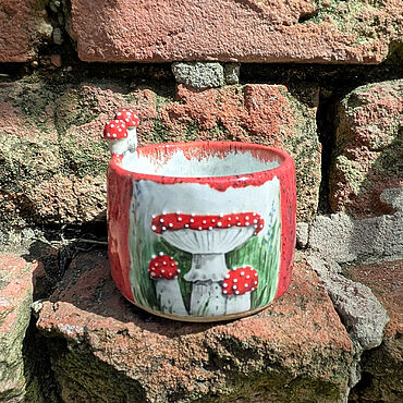 Посуда ручной работы. Ярмарка Мастеров - ручная работа Пиала Мухоморы. Handmade.