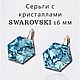 Серьги KAL HEXAGON Swarovski 16 мм Aq, Серьги классические, Москва,  Фото №1
