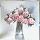 Painting pastel watercolor Peonies in a vase (pink gray flowers). Pictures. Pastelena. Online shopping on My Livemaster.  Фото №2
