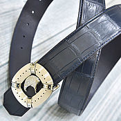 Аксессуары handmade. Livemaster - original item Genuine crocodile leather belt, in dark blue color.. Handmade.
