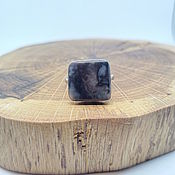 Украшения handmade. Livemaster - original item 19.5 r-r Ring with black and gray agate. Handmade.