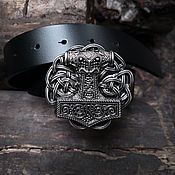Аксессуары handmade. Livemaster - original item Hammer of Thor with ornament — belt with buckle. Handmade.
