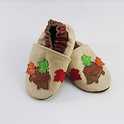 Детские тапочки - чешки"Снежинки"  (от 0-11лет),кожаная обувь