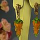 Earrings 'Rose' Lampwork, gold plated, cubic Zirconia, Earrings, Saratov,  Фото №1