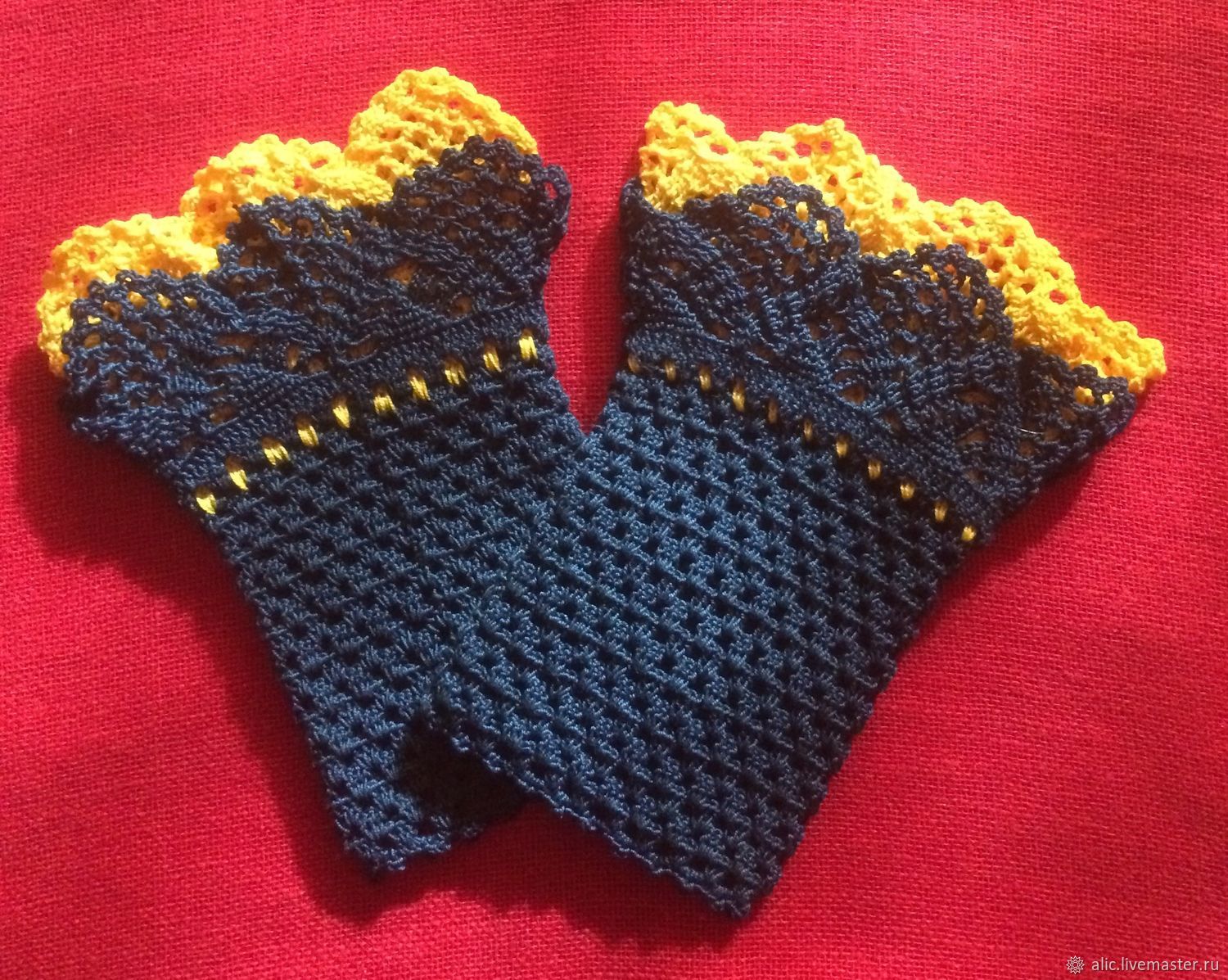 Манжеты синие с двойным кружевом – купить на Ярмарке Мастеров – PFDYGRU ...