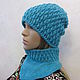 Cap and shirt front, half-fur, turquoise color. Headwear Sets. Cozy corner. My Livemaster. Фото №5