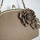 Brown Leather Women's Handbag with Clasp TAUPE Beige Rose Brooch. Clasp Bag. Irina Vladi. My Livemaster. Фото №4