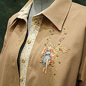 Рубашка Оверсайз из вельвета "Любимый баклажанчик"