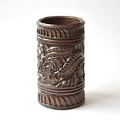 Канцелярские товары handmade. Livemaster - original item Wooden pencil holder with hand-carved patterns. Handmade.