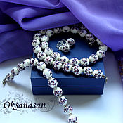 Украшения handmade. Livemaster - original item Jewelry sets: beads, bracelet, earrings Purple flowers. Handmade.