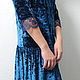 Dress blue marble velvet trapeze with lace elegant evening. Dresses. Yana Levashova Fashion. My Livemaster. Фото №4
