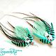 Mint delicate earrings with peacock feather. Earrings. Feather earrings Magic Temptation. My Livemaster. Фото №4