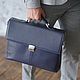 Men's business leather briefcase 'Richard' (Dark blue). Brief case. DragonBags - Men's accessories. My Livemaster. Фото №6