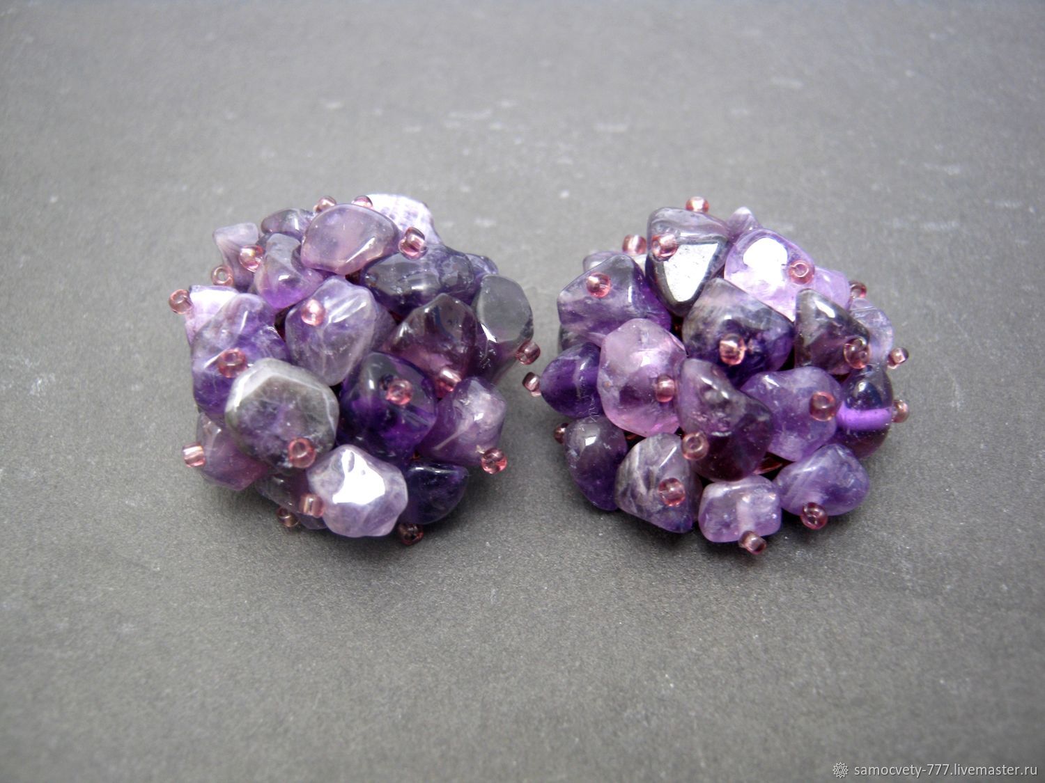 A Nice Clip With Natural Stone Amethyst Online On Livemaster A Nice Clip With Natural Stone Amethyst Samocvety Online Earrings Handmade