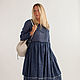 Платье с воротничком-гюйс из синей крапивы MUHA-471a. Платья. MUHA (vintagechic). Ярмарка Мастеров.  Фото №5