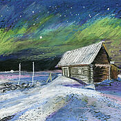 Картины и панно handmade. Livemaster - original item Pictures: Northern lights. 40h30 cm Oil pastel. Handmade.