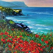 Картины и панно handmade. Livemaster - original item Painting Poppies on the beach. Oil painting on canvas.. Handmade.