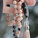 Women's mala, Rosary with Guan Yin made of 108 beads of peach moonstone, Rosary, Pereslavl-Zalesskij,  Фото №1