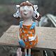 Girl with bows. Handmade doll, ceramic, Figurines, Smolensk,  Фото №1