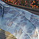 Silk scarf 'Magic oak' Indigo blue gray, Scarves, Moscow,  Фото №1