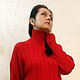 Red merino sweater with double collar. Sweaters. LarisaKrikova. Online shopping on My Livemaster.  Фото №2