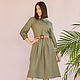Order Olive-colored linen dress with a collar. molinialife. Livemaster. . Dresses Фото №3