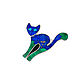 Brooch Cat. Brooch inlaid with lapis lazuli and malachite. Brooches. ARIEL - MOSAIC. Online shopping on My Livemaster.  Фото №2
