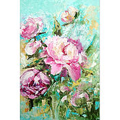 Картины и панно handmade. Livemaster - original item Painting flowers peonies bouquet oil palette knife. Handmade.