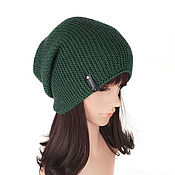 Аксессуары handmade. Livemaster - original item Beanie knitted hat for autumn Hooligan Green. Handmade.
