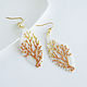 Translucent beaded earrings with golden twigs, Earrings, Ulan-Ude,  Фото №1