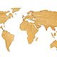 Деревянная карта мира на стену 80х40 см, дуб, Карты мира, Москва,  Фото №1