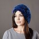 Blue knitted mink beret, Caps, Moscow,  Фото №1