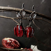 Украшения handmade. Livemaster - original item Red rose earrings lamwork. Handmade.