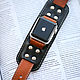 Order Wide black strap for Apple Watch genuine leather. Mart Bags. Livemaster. . Watch Straps Фото №3