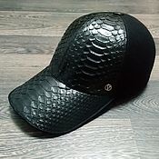 Аксессуары handmade. Livemaster - original item Baseball cap made of genuine Python leather and cashmere.. Handmade.